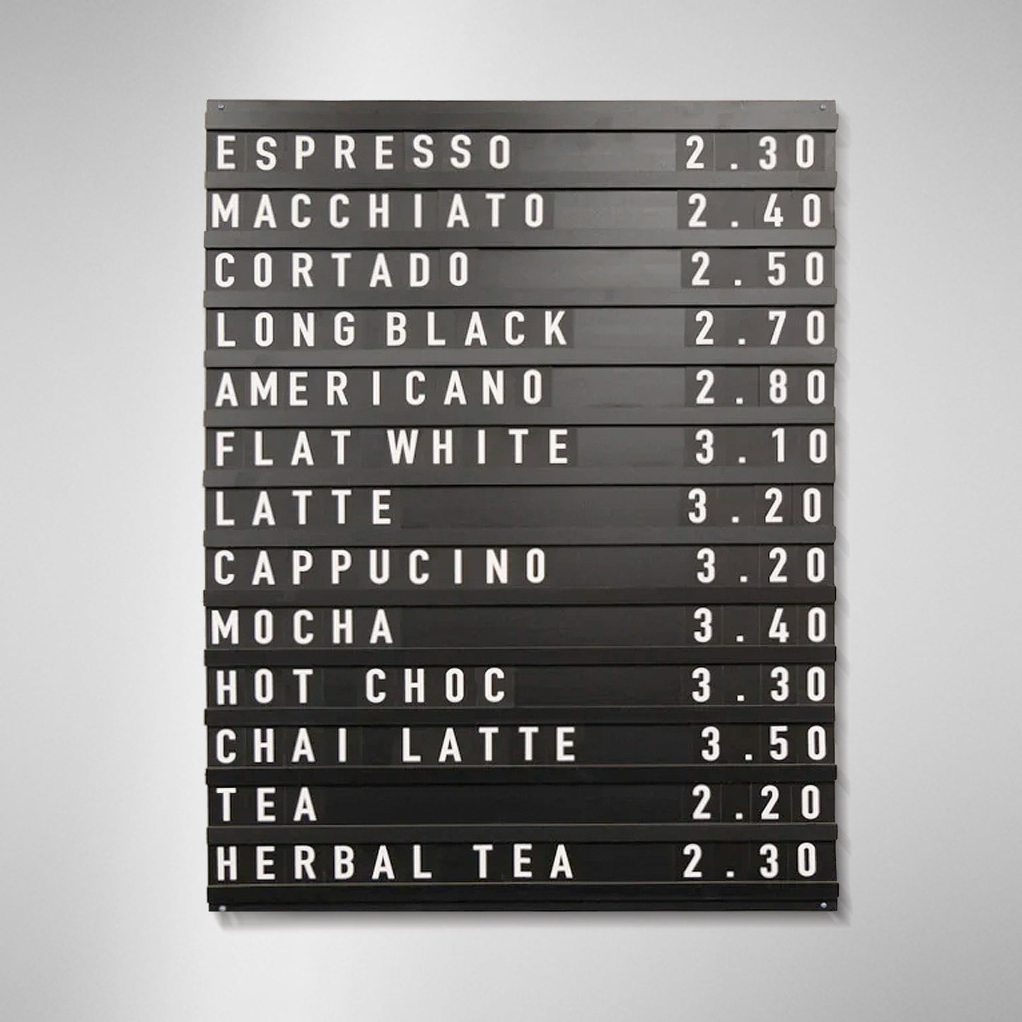 Schwarze Café-Buchstaben-Menütafel