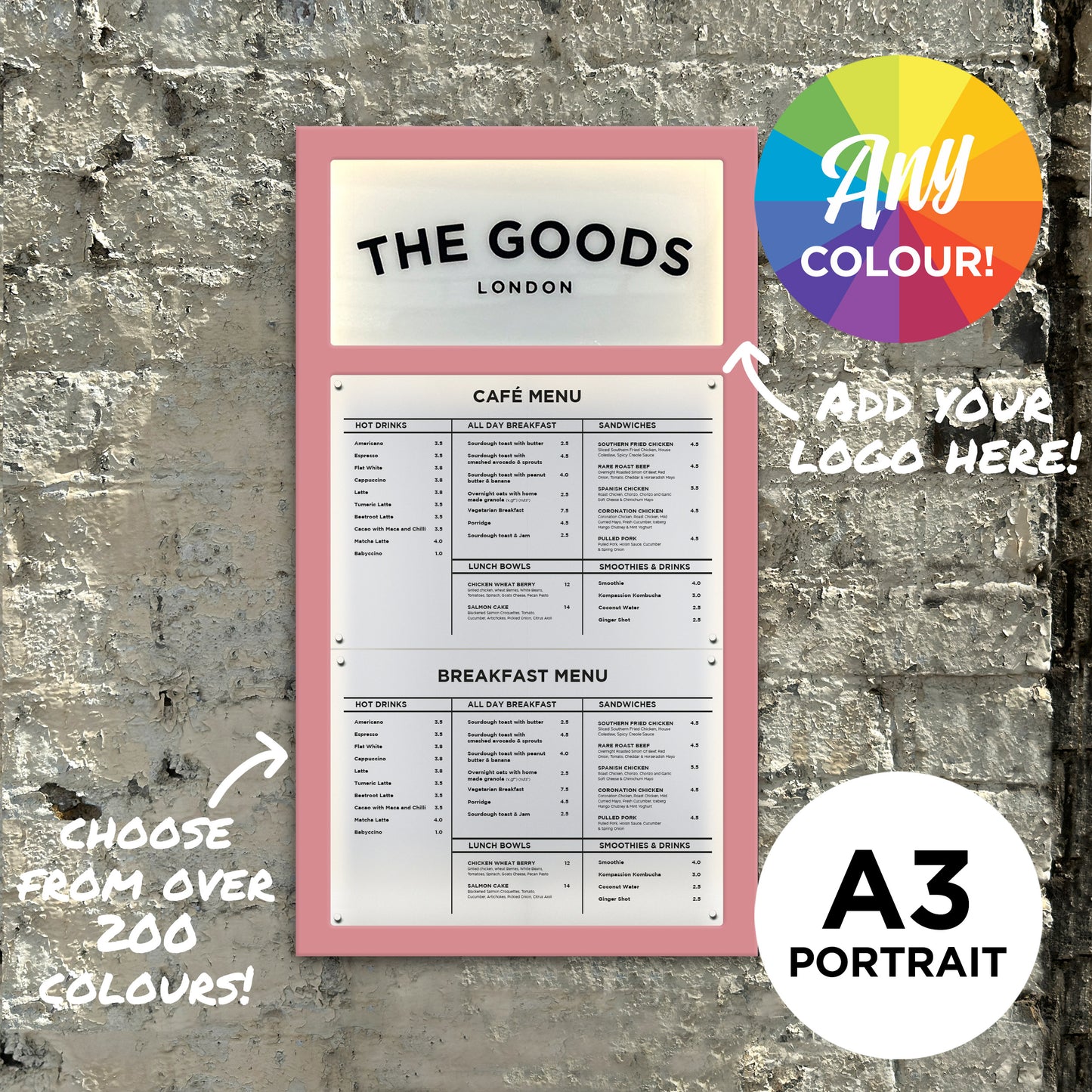 Schwarze Menüvitrine