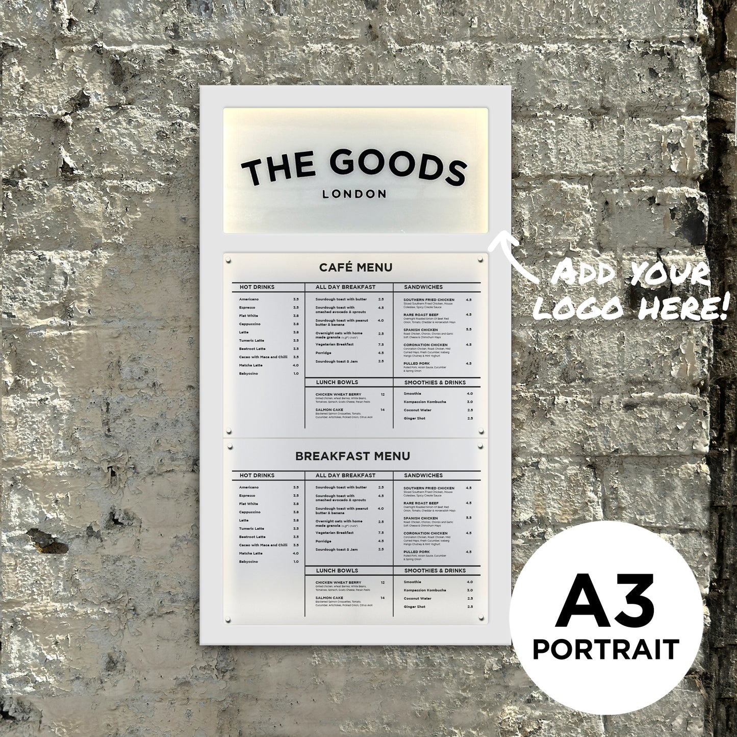 Schwarze Menüvitrine