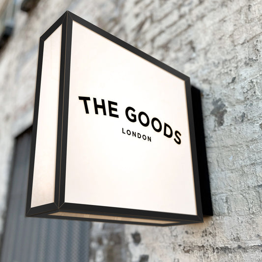 Black framed light box sign