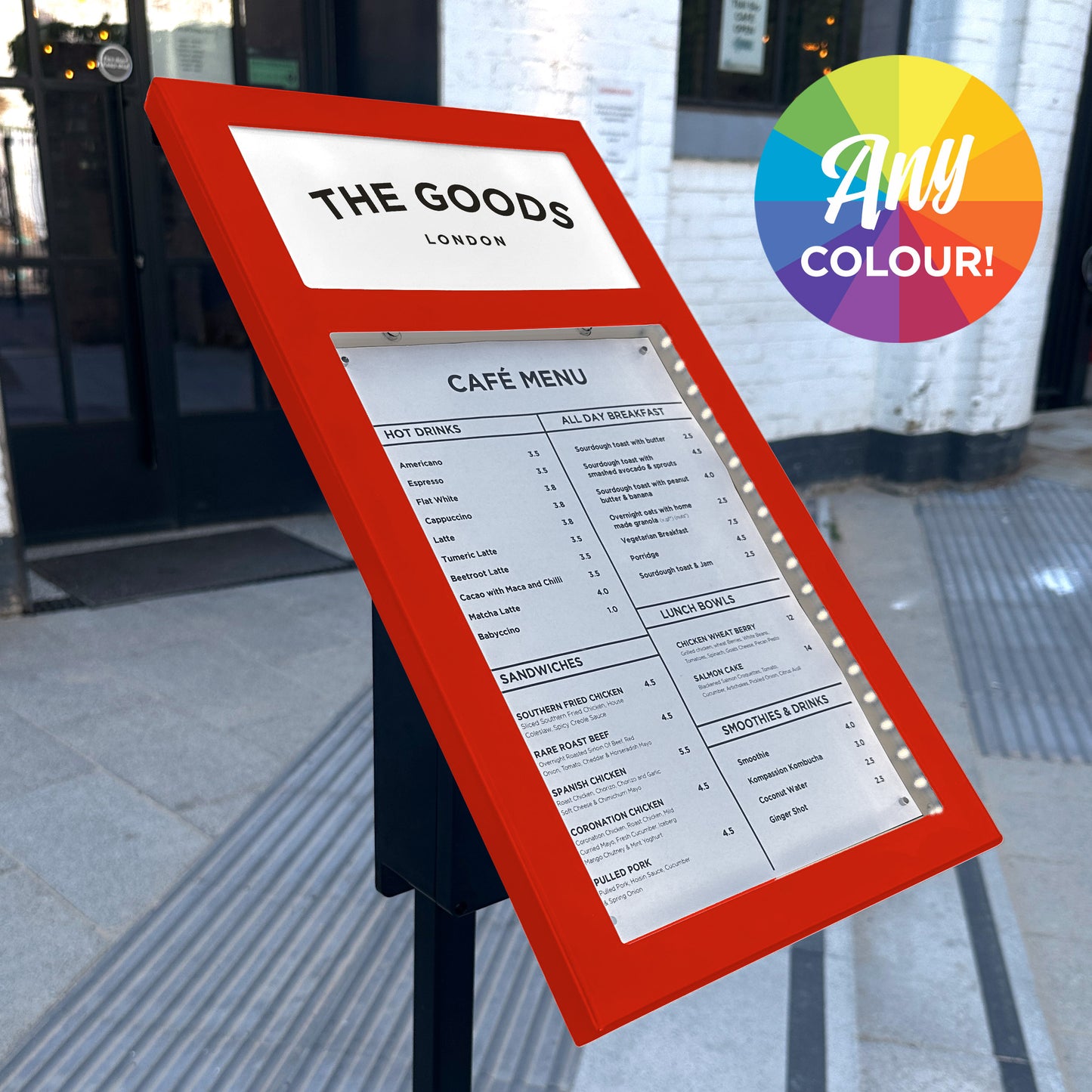 'The Streatham' - Freestanding Illuminated Exterior Menu Box (Battery Powered) Any Colour!