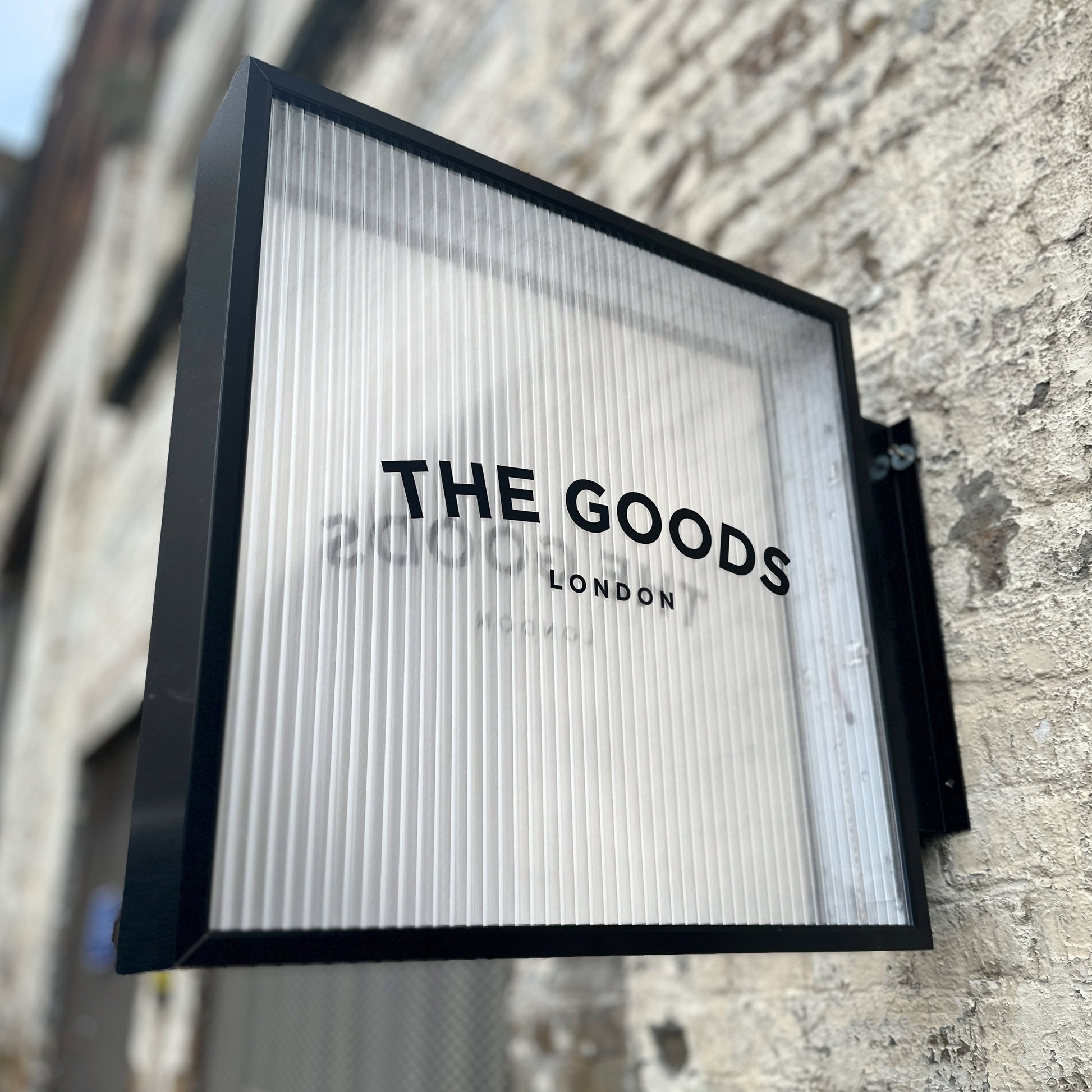 fluted glass light box sign