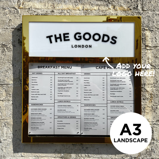 A3 Landscape Brass Menu Case 