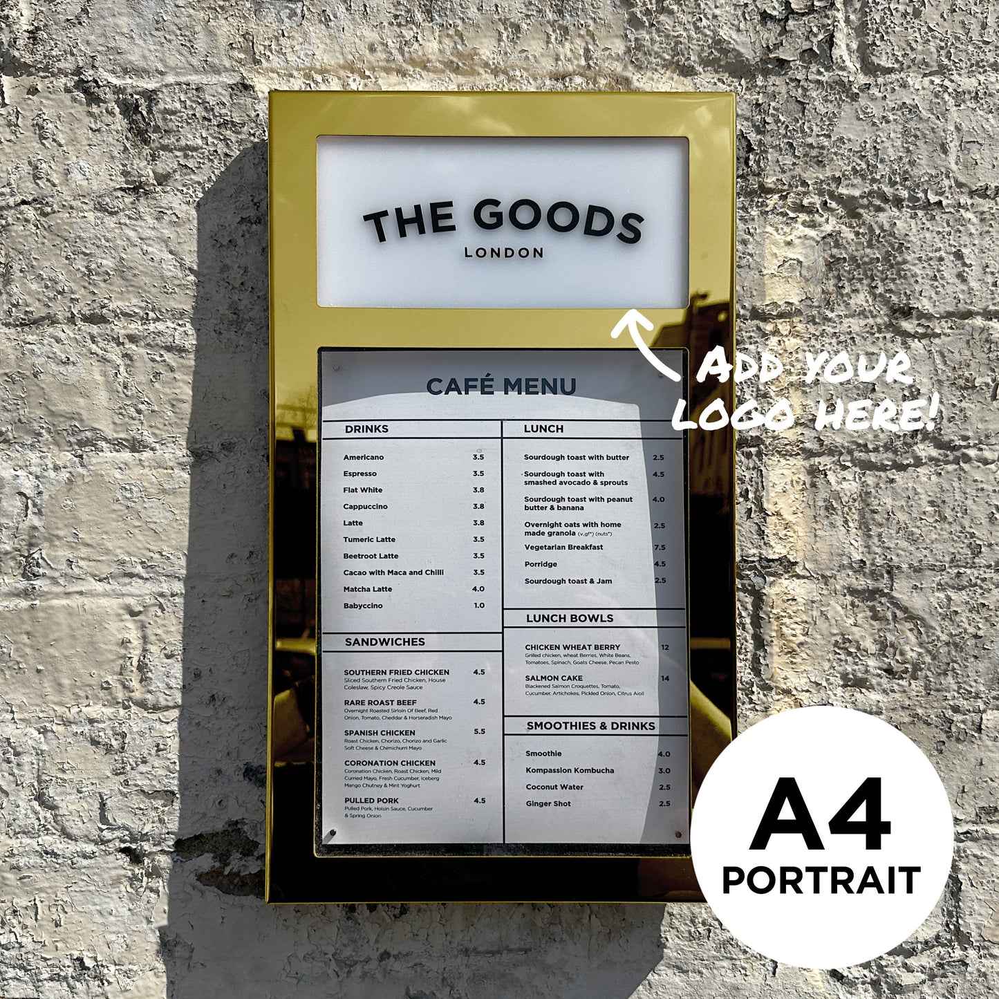 Gold Brass Menu Case A4 Portrait