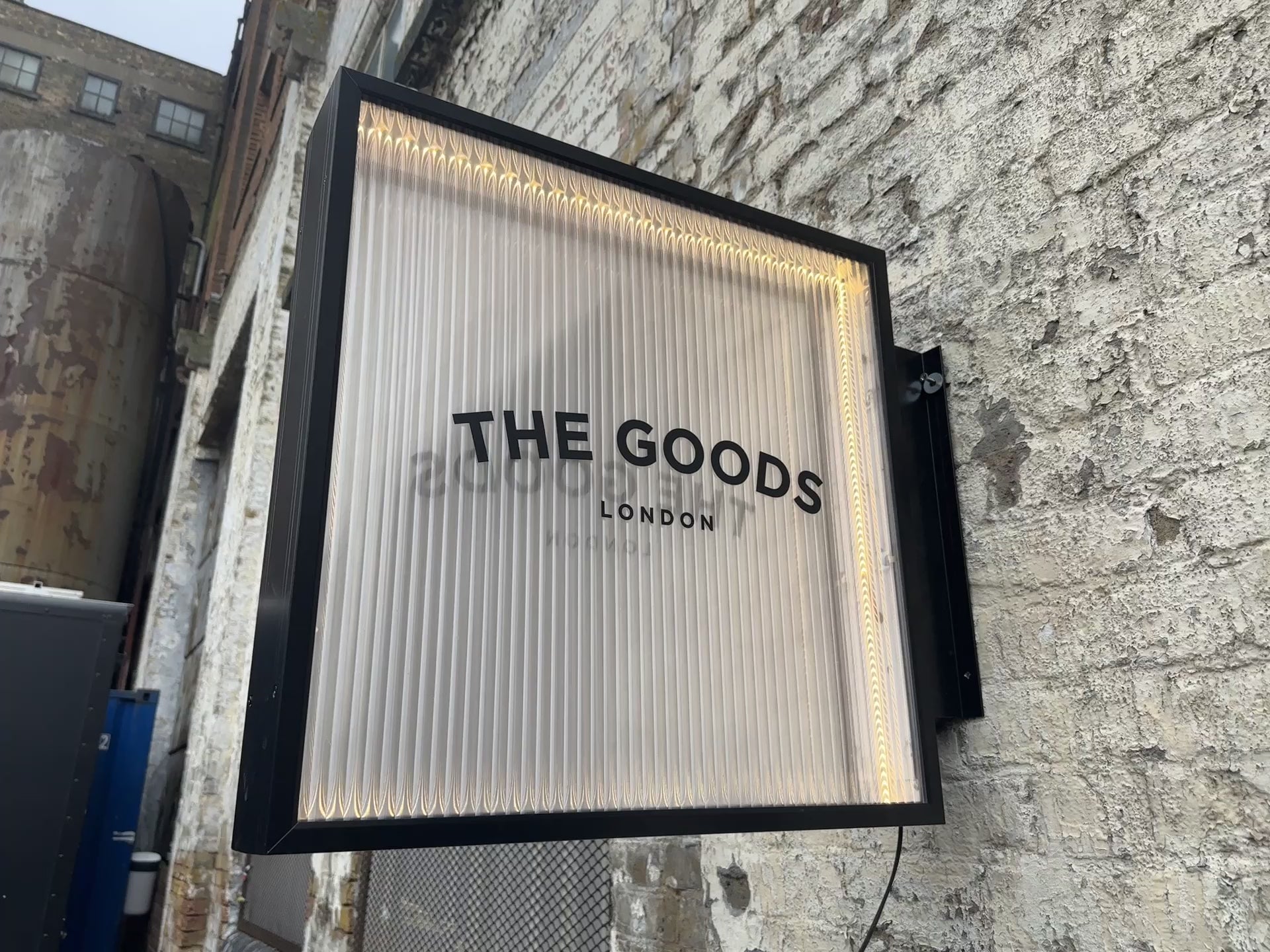 fluted glass light box sign