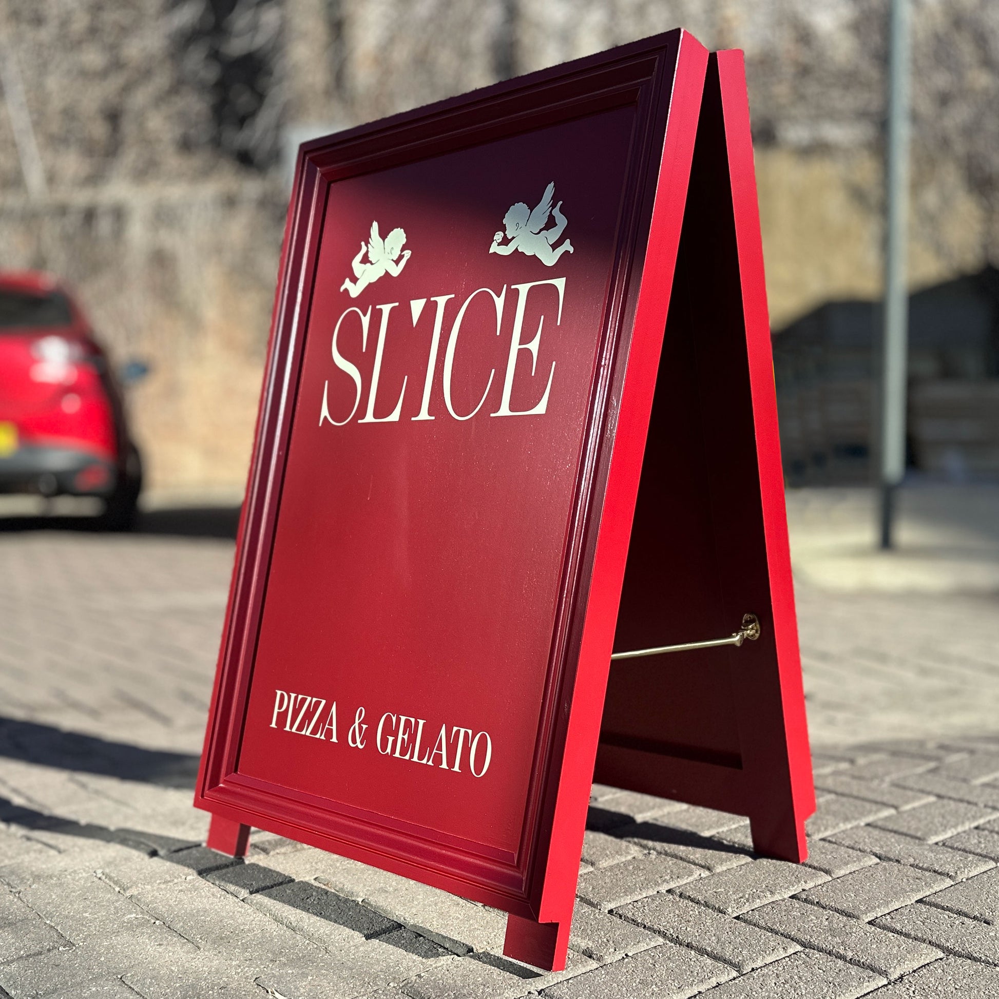 Red Painted Wood A Board