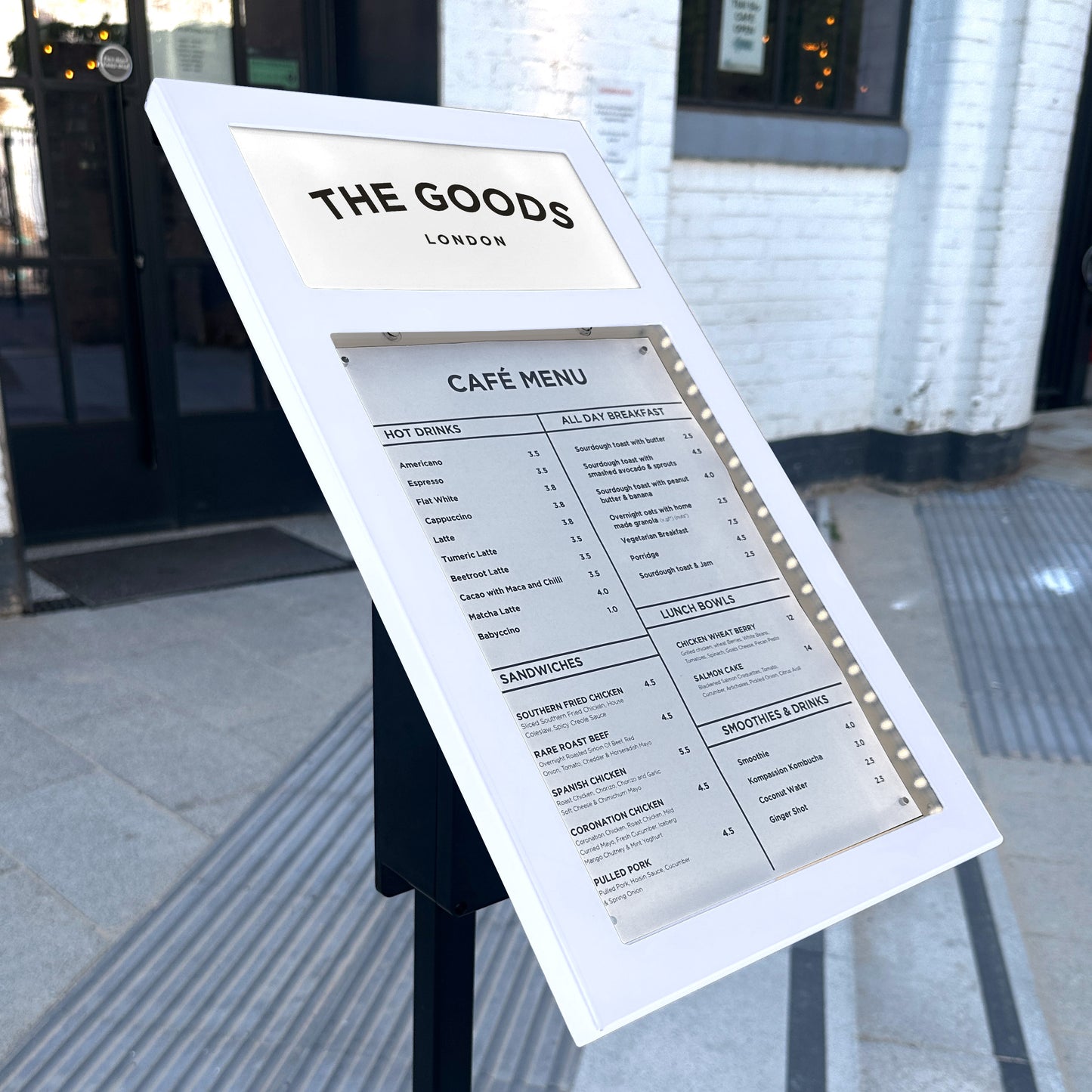 White Menu Stand