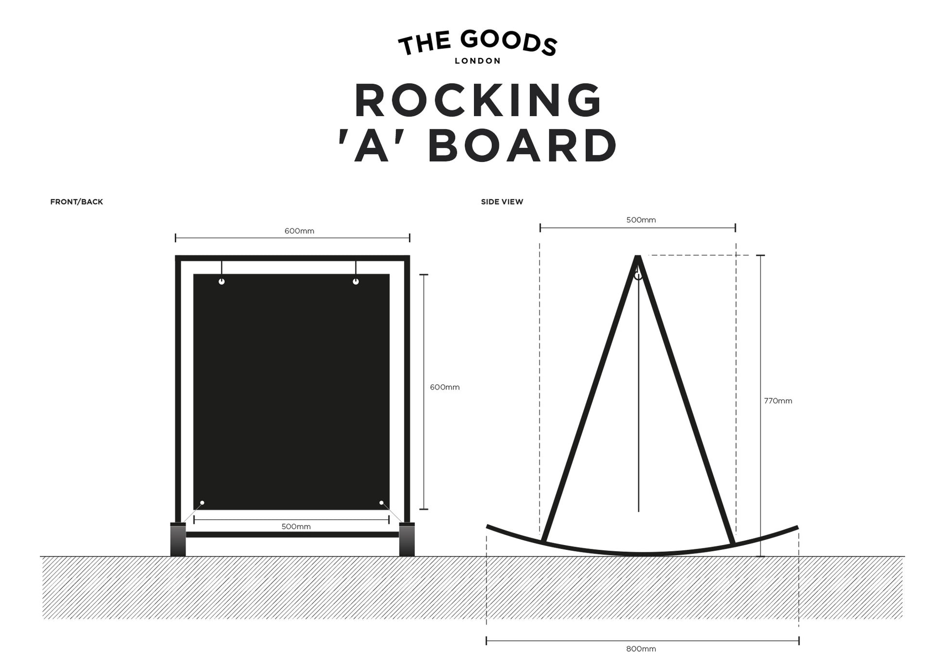Rocking A Board Technical Drawing