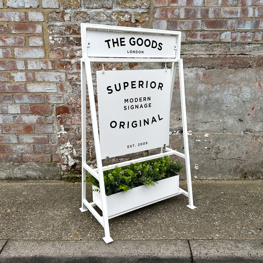 White planter A frame Sign