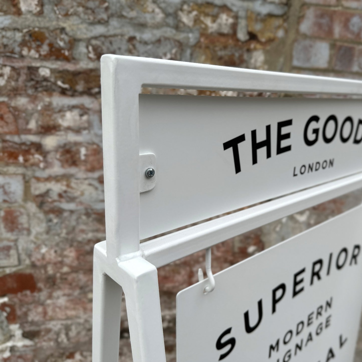 White planter A frame Sign Detail